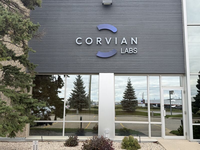 Corvian Labs Canadian laboratory entrance in Winnipeg, Manitoba
